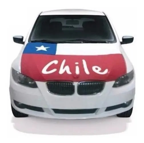 Bandera Chilena Para Capot Auto, Elastizada + 2 Porta Espejo