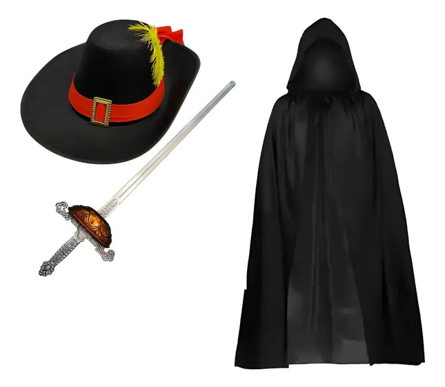 Disfraz Gato Con Bota Sombrero + Capa 80cms + Espada Niño
