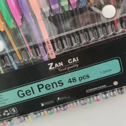 Lápiz Gel 48 Unidades Neón, Glitter, Metalizado, Guache 1mm