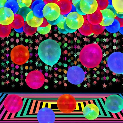 Pack 25 R10 Globos Neón Fiestas Flúor Uv Color Surtidos Surtido
