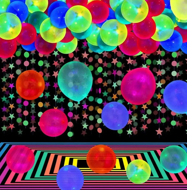 Pack 25 R10 Globos Neón Fiestas Flúor Uv Color Surtidos Surtido