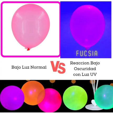 Pack 25 R10 Globos Neón Fiestas Flúor Uv Color Surtidos Surtido