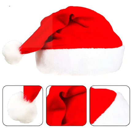 Gorro Viejo Pascuero Niño Terciopelo Felpa, Santa Claus Noel Rojo