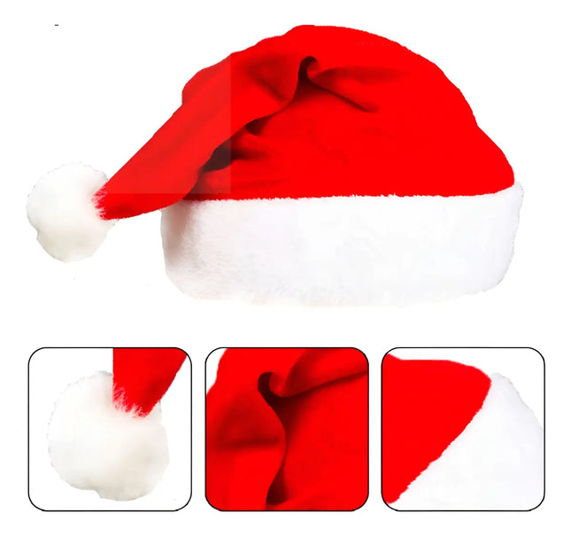 Gorro Viejo Pascuero Niño Terciopelo Felpa, Santa Claus Noel Rojo