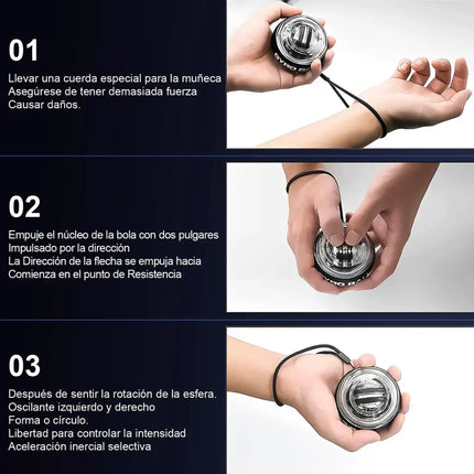 Power Ball Gyro Ejercitador Giroscopio Para Muñeca Fitness Negro