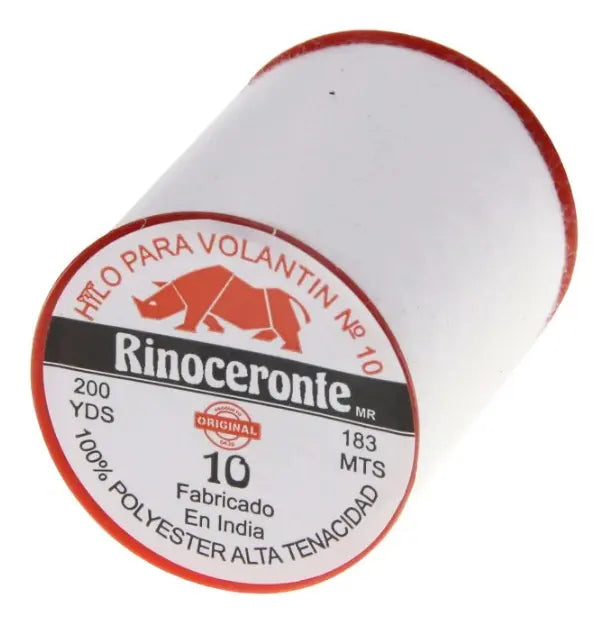 1 Carrete Hilo Volantín Rinoceronte 200 Yds Resistente Polie Blanco