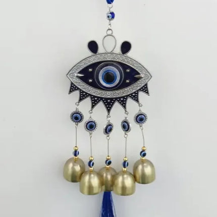 Colgante Campanas De Viento Ojo Hindú, Protección, Aura Azul