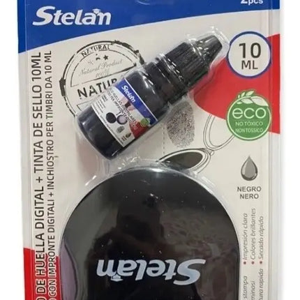 Tampón Almohadilla Dactilar Huellero + Tinta Negra 10ml Negro / Negro