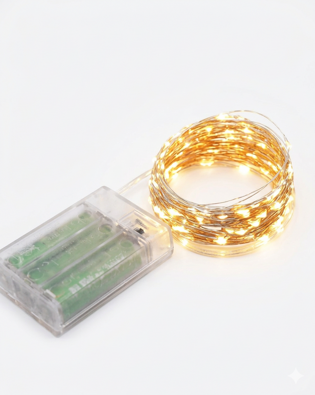 Luz Led Hada 10 Metros 100 Luz Cálida A Pilas Decoración