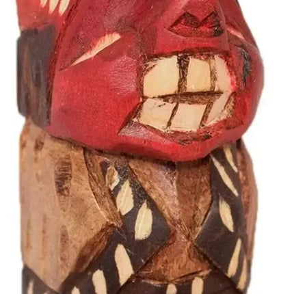 Indio Pícaro De Madera 11cms, Tradicional Típico Chileno Marrón y rojo