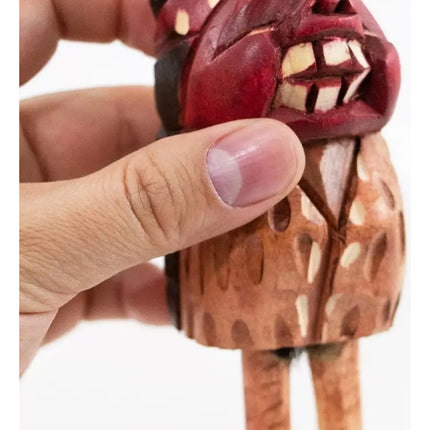 Indio Pícaro De Madera 11cms, Tradicional Típico Chileno Marrón y rojo