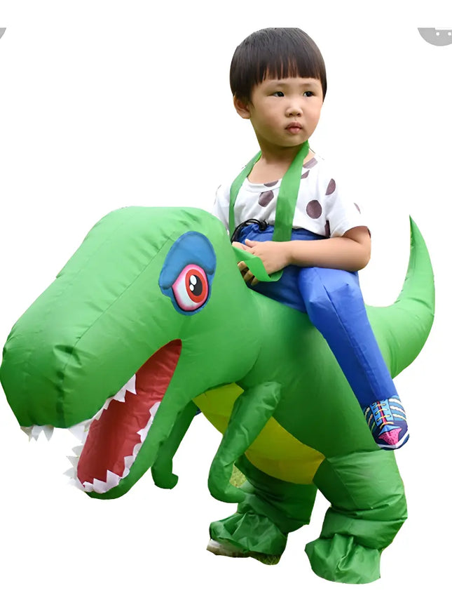 Disfraz De Dinosaurio Inflable + Jinete. Para Niños 90-130cm