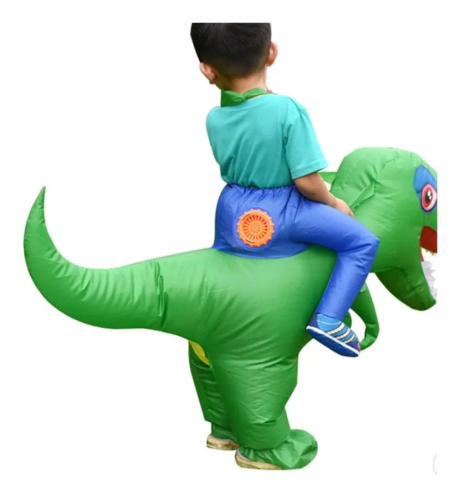 Disfraz De Dinosaurio Inflable + Jinete. Para Niños 90-130cm