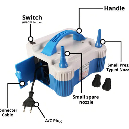 Inflador De Globos Eléctrico Casa Y Estilo 2 Boquillas Portátil