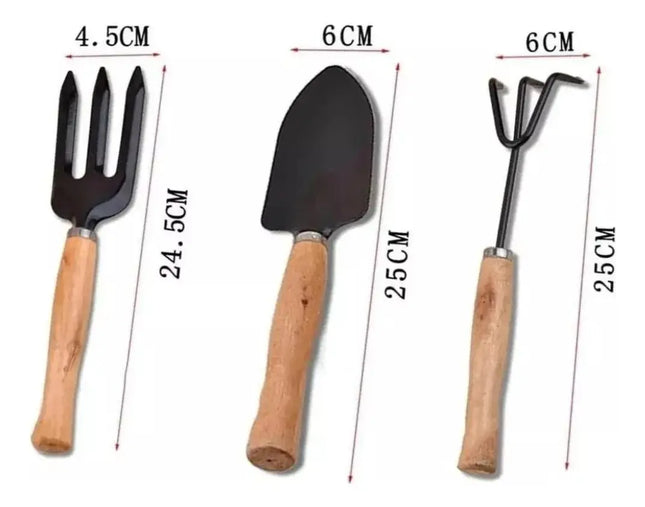Set Herramientas Jardinería Pala Rastrillo Tridente