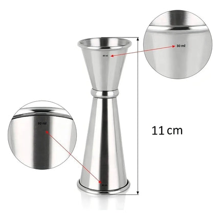 Jigger Japones Acero Inoxidable Jigger Bartender Medidor Doble Medida 1oz 2oz Tragos Coctel Medidor De Onza Marinshop Kit Bartender Set Coctelería 30ml/60ml Plateado Plateado