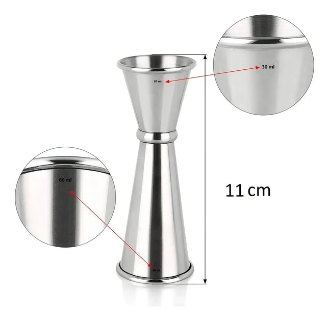 Jigger Japones Acero Inoxidable Jigger Bartender Medidor Doble Medida 1oz 2oz Tragos Coctel Medidor De Onza Marinshop Kit Bartender Set Coctelería 30ml/60ml Plateado Plateado