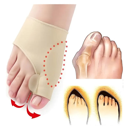 Corrector De Juanete De Tela Con Silicona + Separador Dedo Beige