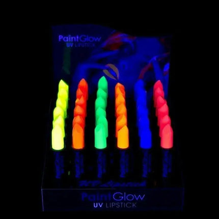 6 X Lápiz Labial Colores Flúor Glow Uv, Fiesta Neón Labiales Negro