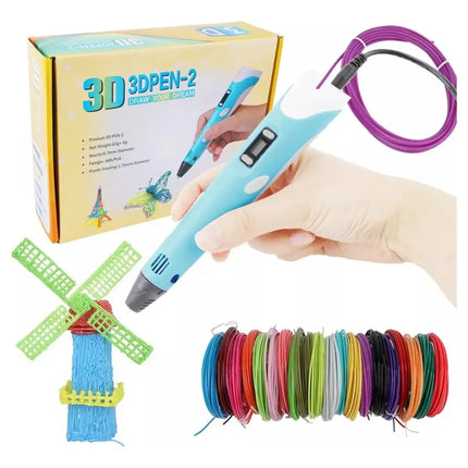 Pack Lapiz Boligrafo Impresora 3d Dibujos + 10 Filamentos Azul