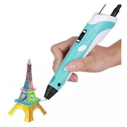 Lápiz Bolígrafo Impresora 3d + Pack 20x5 Mts Filamentos Azul