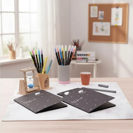 Pack 12 Lápices Gel Pastel Neón + Libreta Grande Hoja Negra