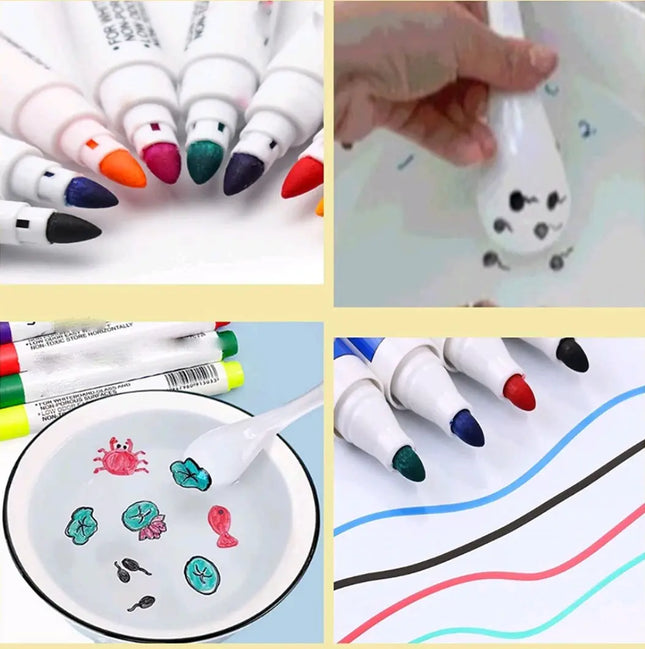 8 Plumón Mágico Pintura Acuarela Flota En Agua Tatoo Tik Tok