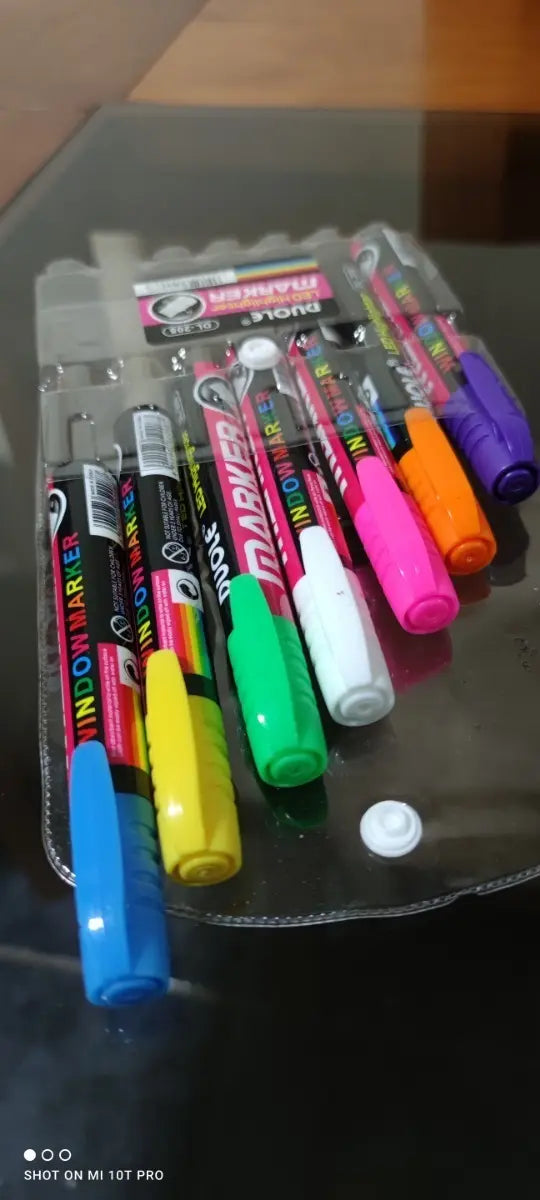 7 Plumones Marcador Tiza Liquida Pizarra Negra Led Vidrio