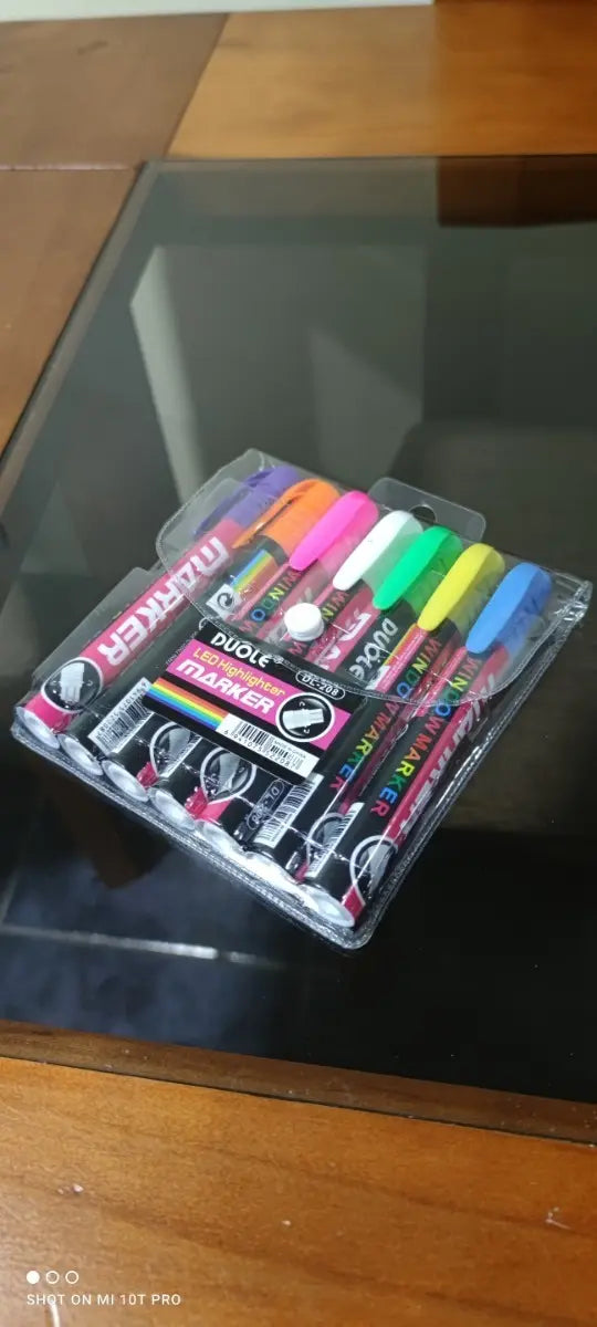 7 Plumones Marcador Tiza Liquida Pizarra Negra Led Vidrio