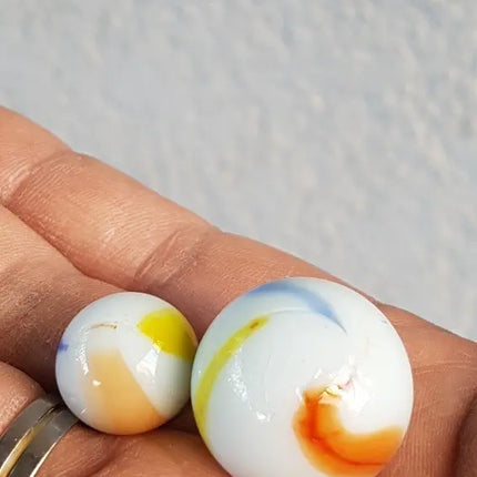 50 X Bolones 25mm Vidrio De Leche, Bolitas Tiritos Lechado con vetas de color