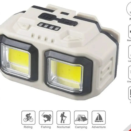 Linterna Frontal Led Brillante 3000lm 300w Lampara Camping Beige / Blanco