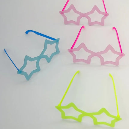 Lentes Flúor Estrellas Anteojo Diseños X 4 Unidades