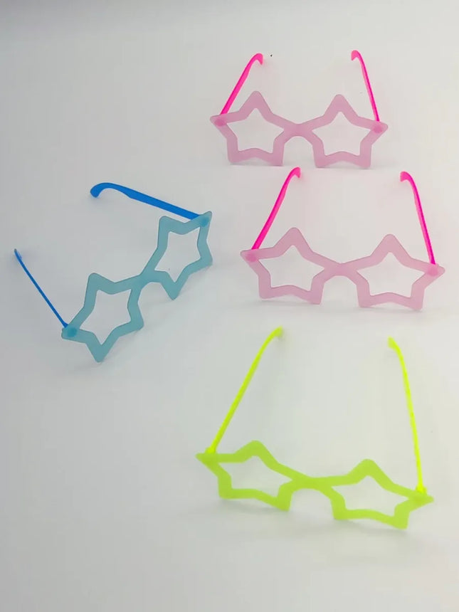 Lentes Flúor Estrellas Anteojo Diseños X 4 Unidades
