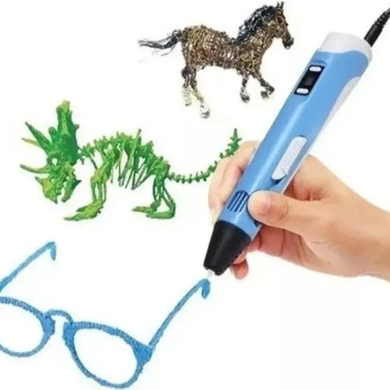 Pack Lapiz Boligrafo Impresora 3d Dibujos + 10 Filamentos Azul
