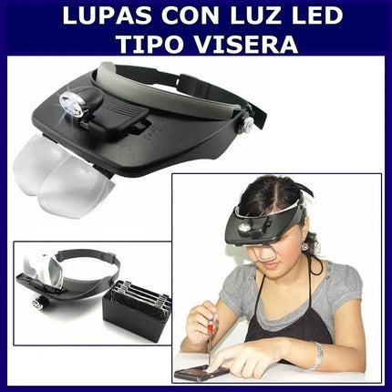 Visera Con 4 Lentes Intercambiables Lupa Con Luz Led
