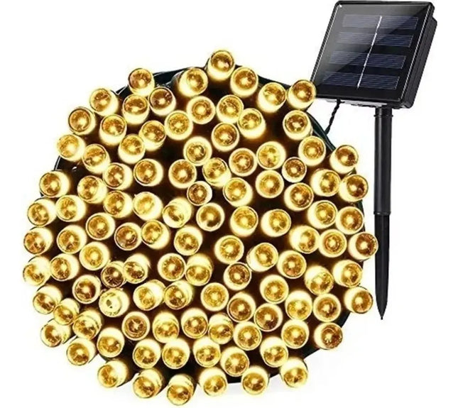 Luces Solar Adorno Navidad Guirnalda 20 Mts 200 Led Cálida Cálida