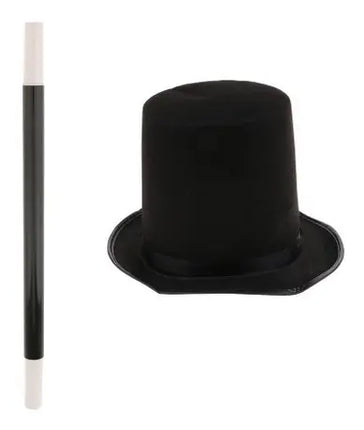 Sombrero Mago + Varita Mágica + Guantes Adulto Sombrero Copa Negro