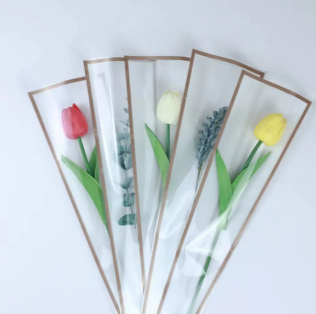 50 Papel Coreano Blanco Celofán Manga Bolsa Para Flor 14x48c Blanco / Liso