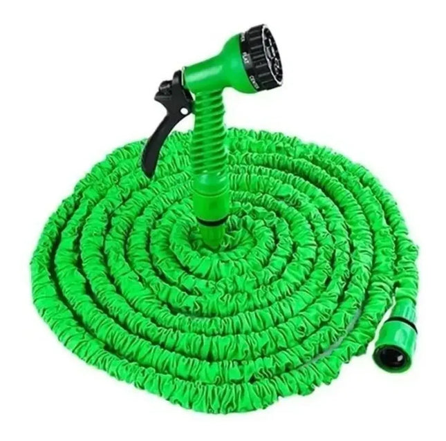 Manguera Retráctil Expandible 60 Metros + Pistola Aspersor Verde