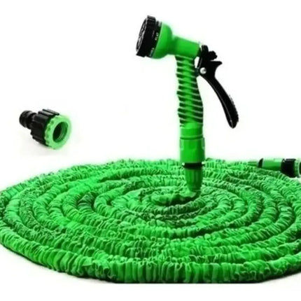 Manguera Retráctil Expandible 30 Metros + Pistola Aspersor Verde