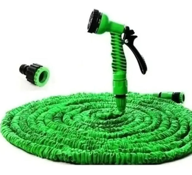 Manguera Retráctil Expandible 30 Metros + Pistola Aspersor Verde