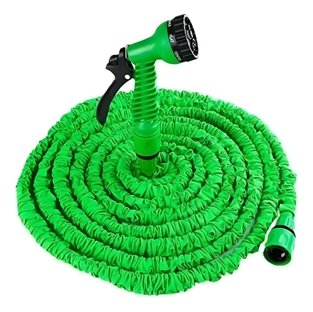 Manguera Retráctil Expandible 30 Metros + Pistola Aspersor Verde