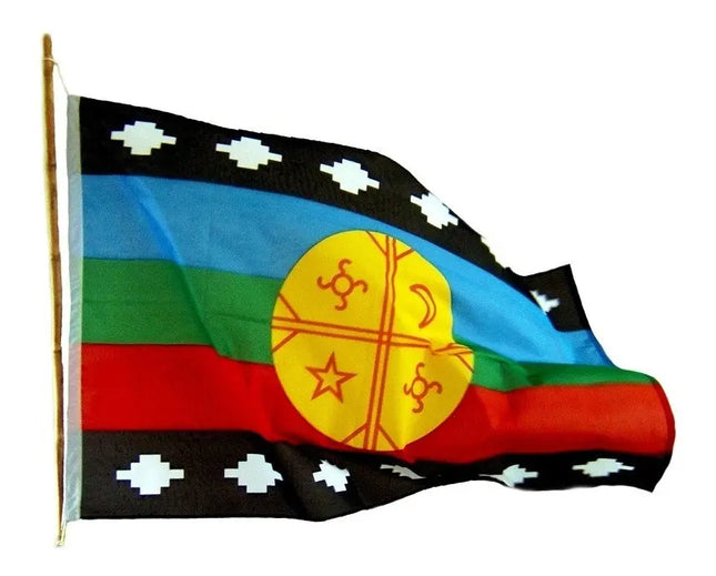 Bandera Mapuche Mediana 90 X 145cms, Poliester, Exclusiva