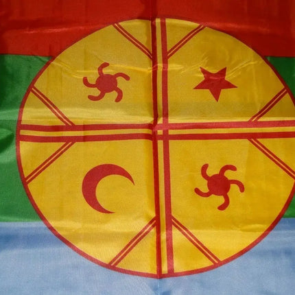 Bandera Mapuche Mediana 90 X 145cms, Poliester, Exclusiva
