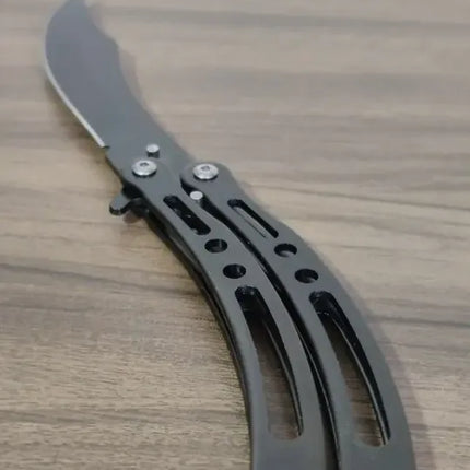 Cuchillo Tipo Mariposa, Ideal Para Camping, Trucos, Balison Negro CURVO