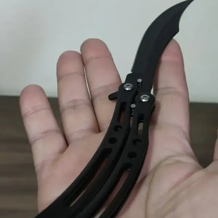 Cuchillo Tipo Mariposa, Ideal Para Camping, Trucos, Balison Negro CURVO