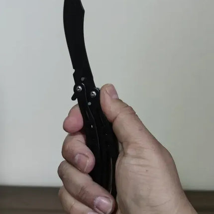 Cuchillo Tipo Mariposa, Ideal Para Camping, Trucos, Balison Negro CURVO