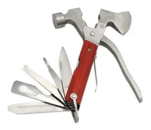 Martillo Hacha Multiuso Cortapluma Arbolito Camping 10 En 1