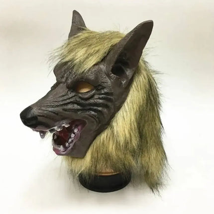 Mascara Hombre Lobo Halloween Cosplay Disfraz + Guantes Eco Marrón claro