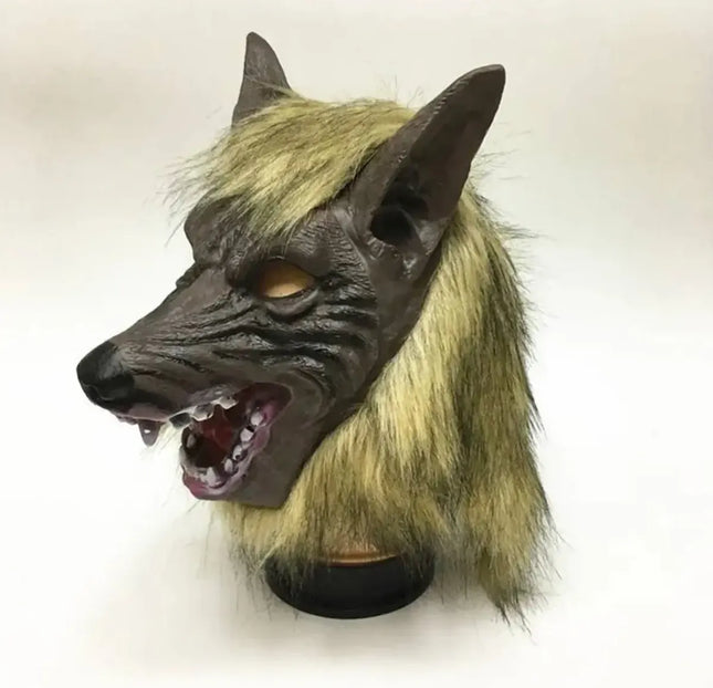 Mascara Hombre Lobo Halloween Cosplay Disfraz + Guantes Eco Marrón claro